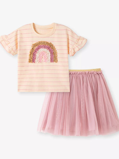 Children's Rainbow T-Shirt and Skirt Set