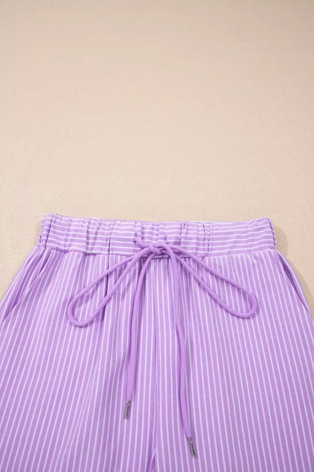 Stripe Polo Shirt and Drawstring Shorts Set