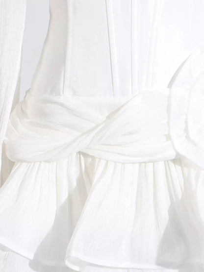 Ruffle Balloon Sleeve Mini Dress