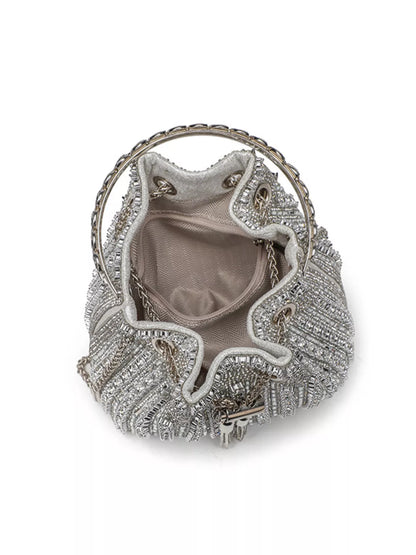 Rhinestone Embellished Bucket Crossbody Bag