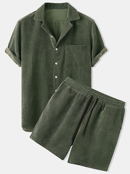 Men's Classic Textured Top and Shorts Set
