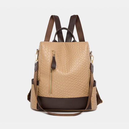 Adjustable Straps PU Leather Backpack Bag