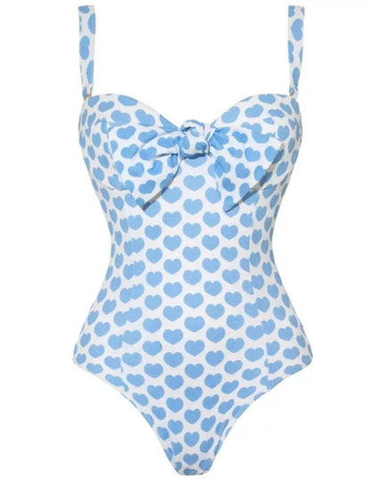 Printed One-Piece Swimwear and Skirt Set