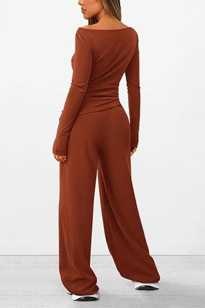 Long Sleeve Top Pants Set - MONLANE