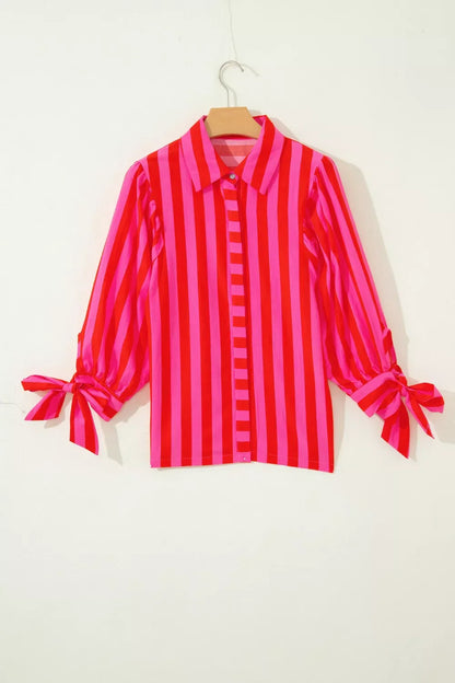 Stripe Puff Sleeve Blouse