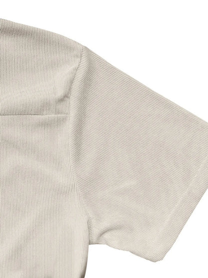 Men's Quarter Zip Short Sleeve Polo and Pants Set