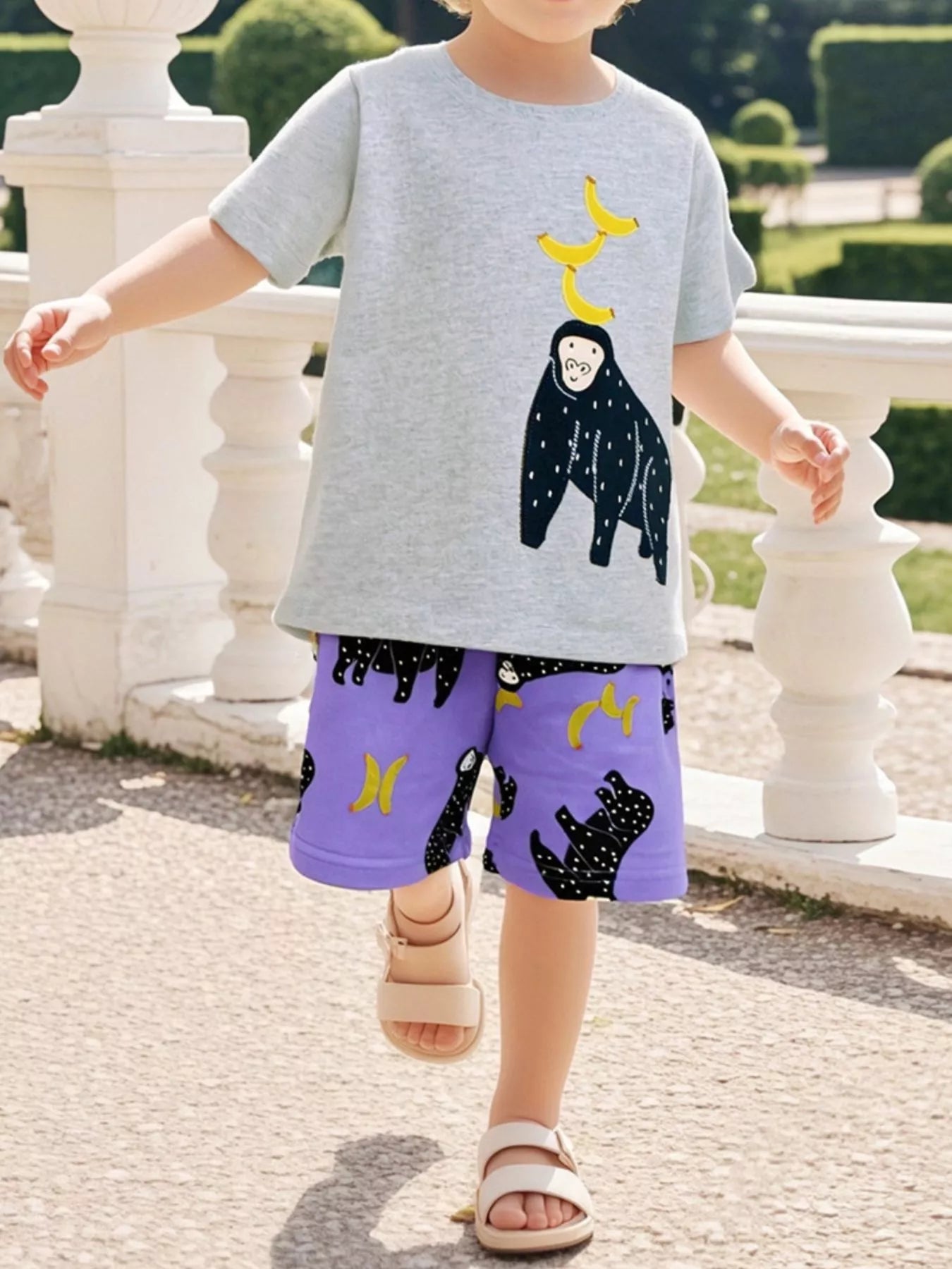 Children's Orangutan Round Neck Tee and Shorts Set