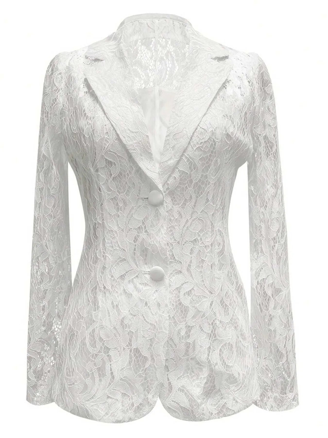 Floral Lace Single-Breasted Blazer 
