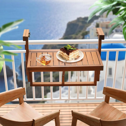 Acacia Wood Folding Balcony Hanging Table