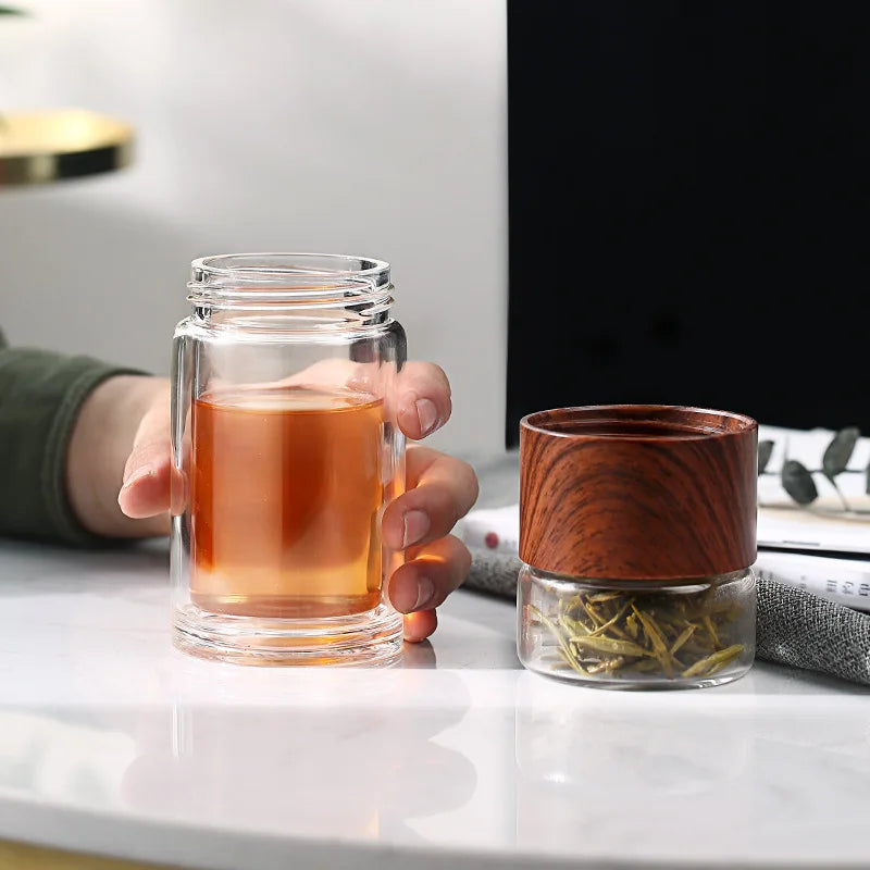 Portable Double Wall Glass Tea infuser Tumbler - MONLANE