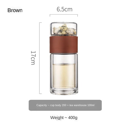 Portable Double Wall Glass Tea infuser Tumbler - MONLANE