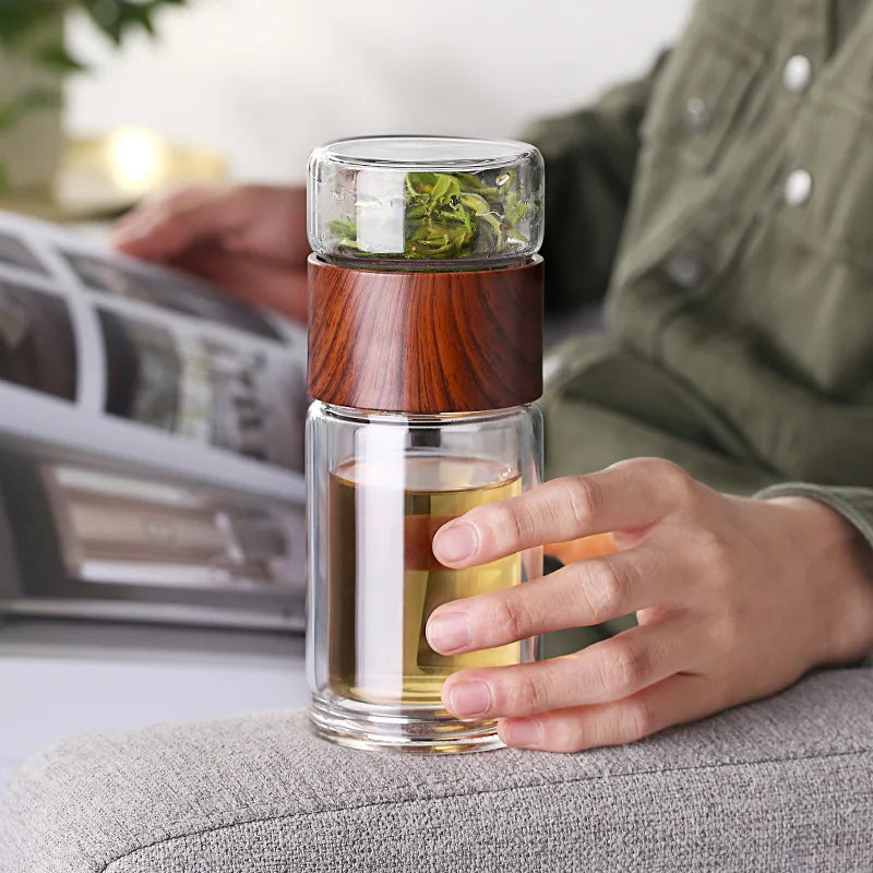 Portable Double Wall Glass Tea infuser Tumbler - MONLANE