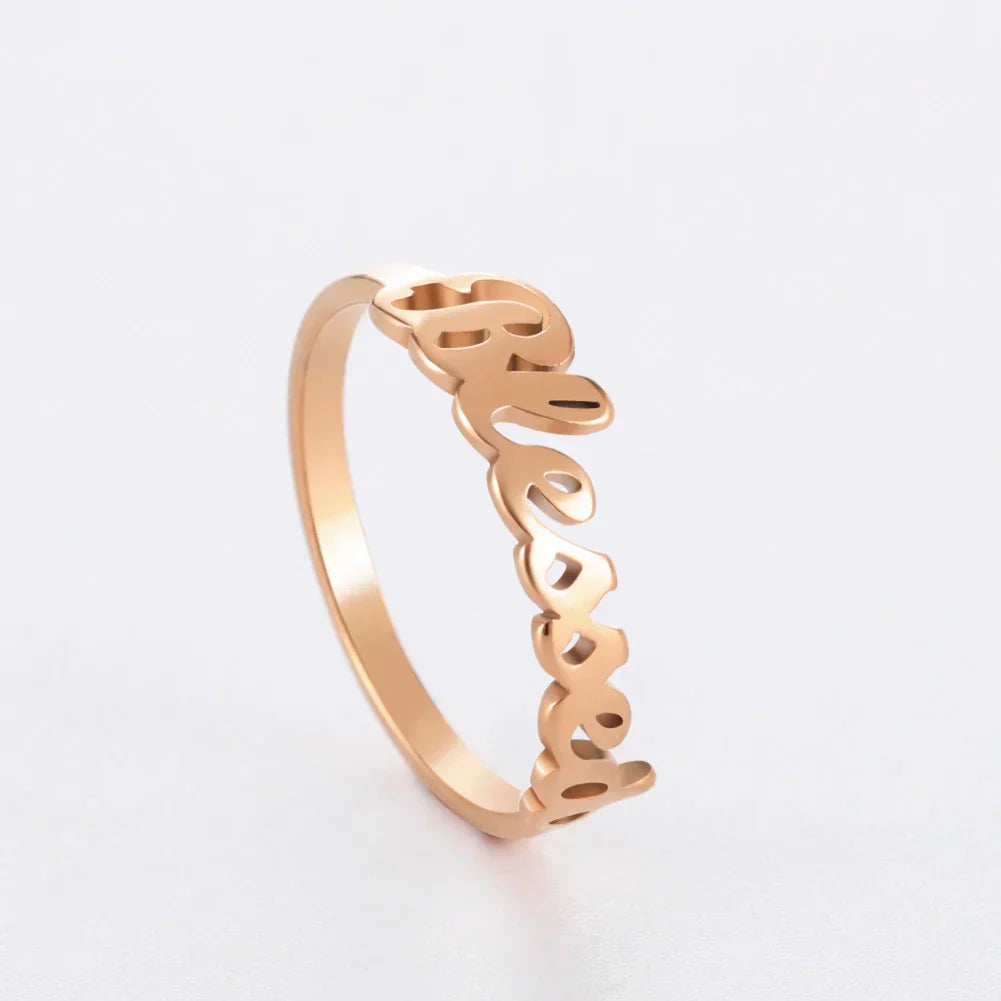 Stainless Steel Gold Color Couple Finger Ring