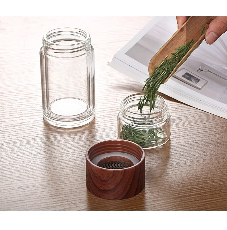 Portable Double Wall Glass Tea infuser Tumbler - MONLANE