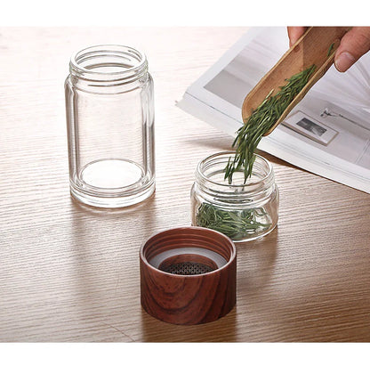 Portable Double Wall Glass Tea infuser Tumbler - MONLANE