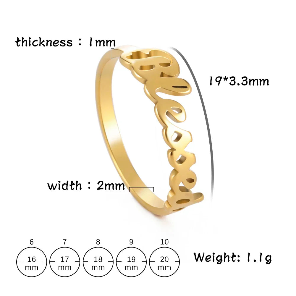 Stainless Steel Gold Color Couple Finger Ring