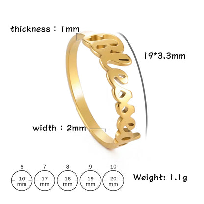 Stainless Steel Gold Color Couple Finger Ring