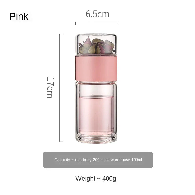 Portable Double Wall Glass Tea infuser Tumbler - MONLANE