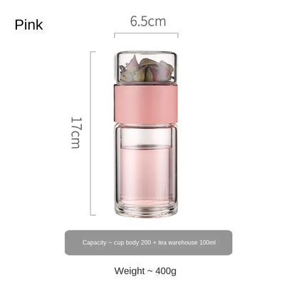 Portable Double Wall Glass Tea infuser Tumbler - MONLANE