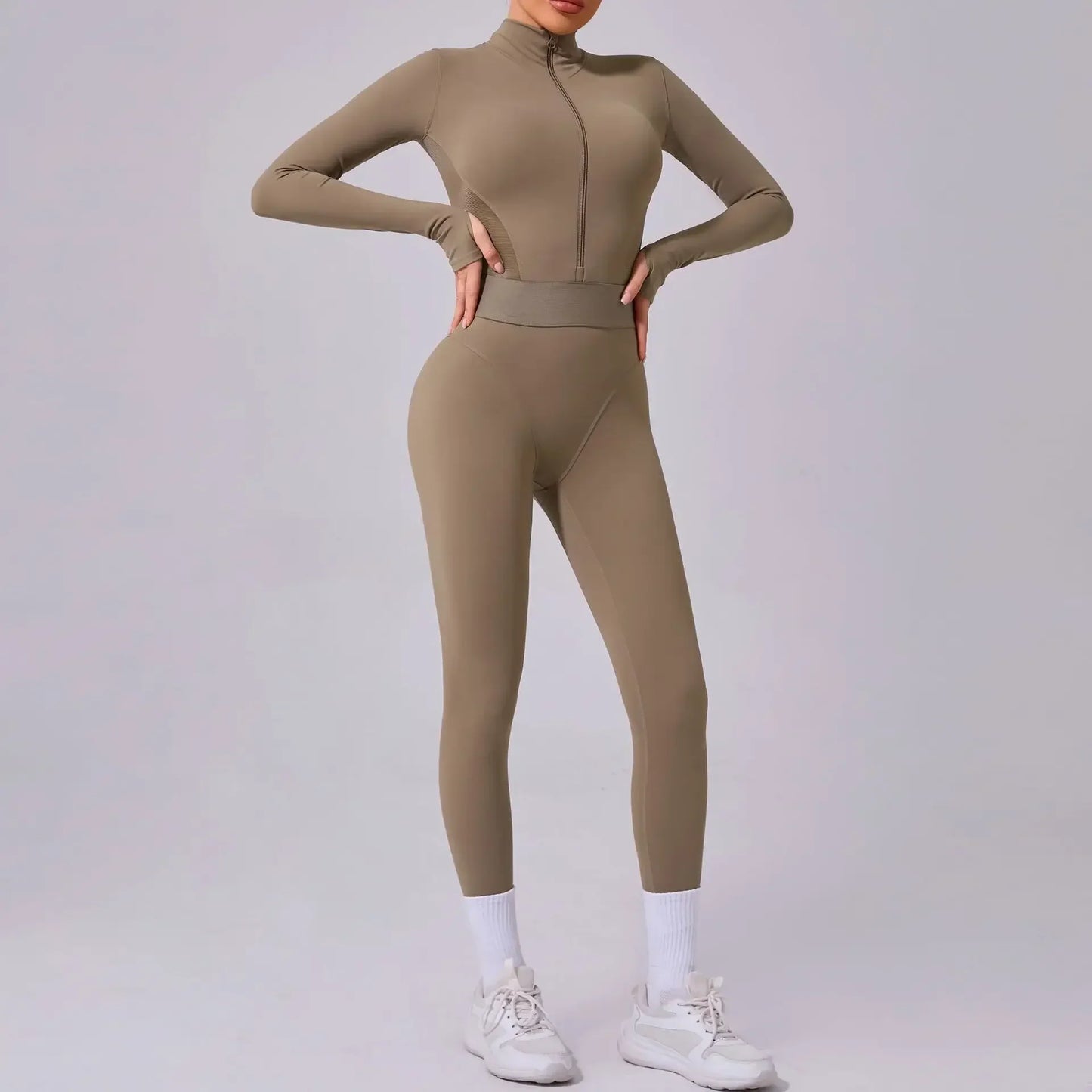 Half Zip Yoga Jumpsuit - MONLANE