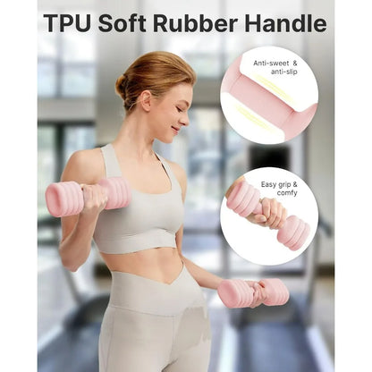 Compact Free Weights Dumbbells Set with Soft Grip and Base,