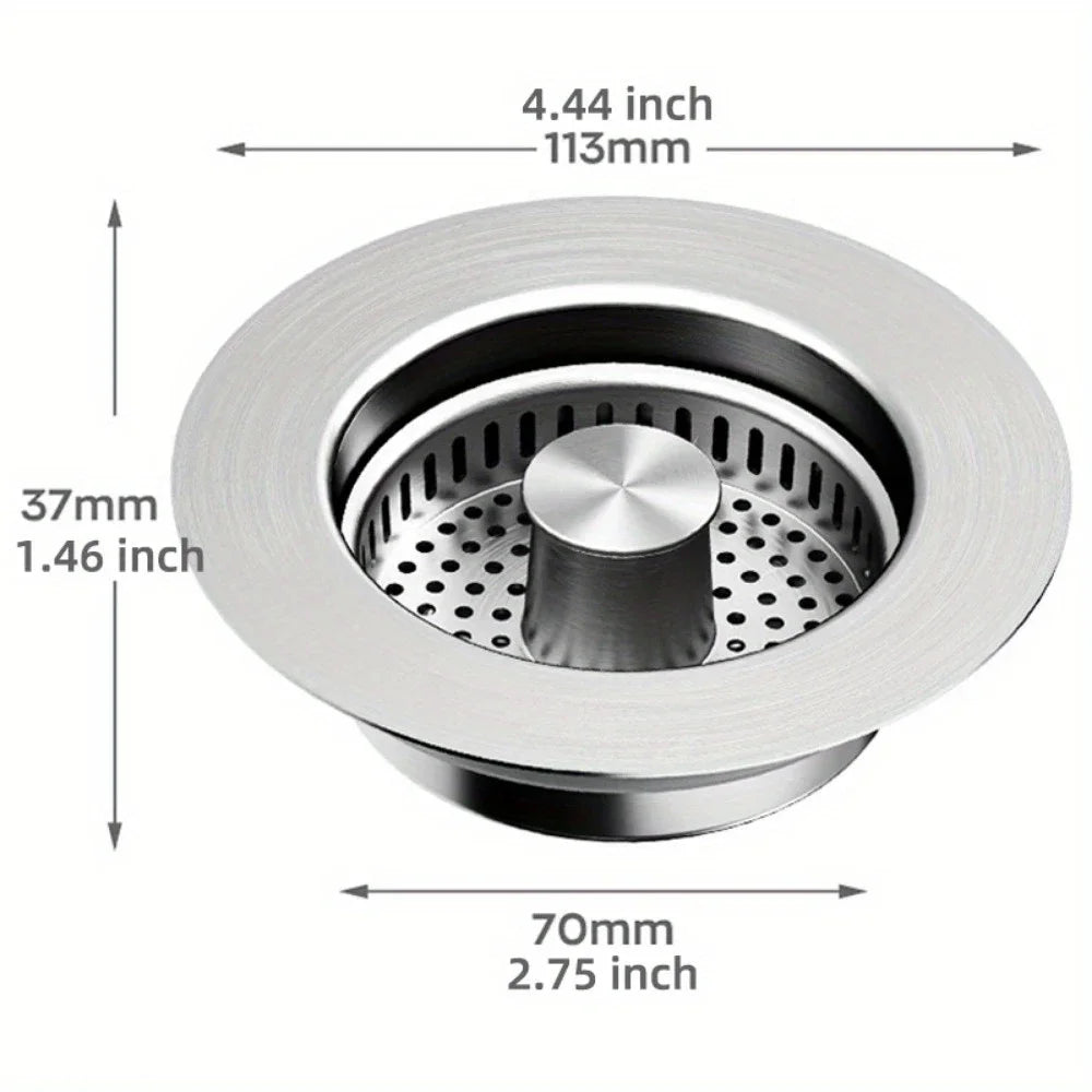 3-in-1 Stainless Steel Kitchen Sink Strainer