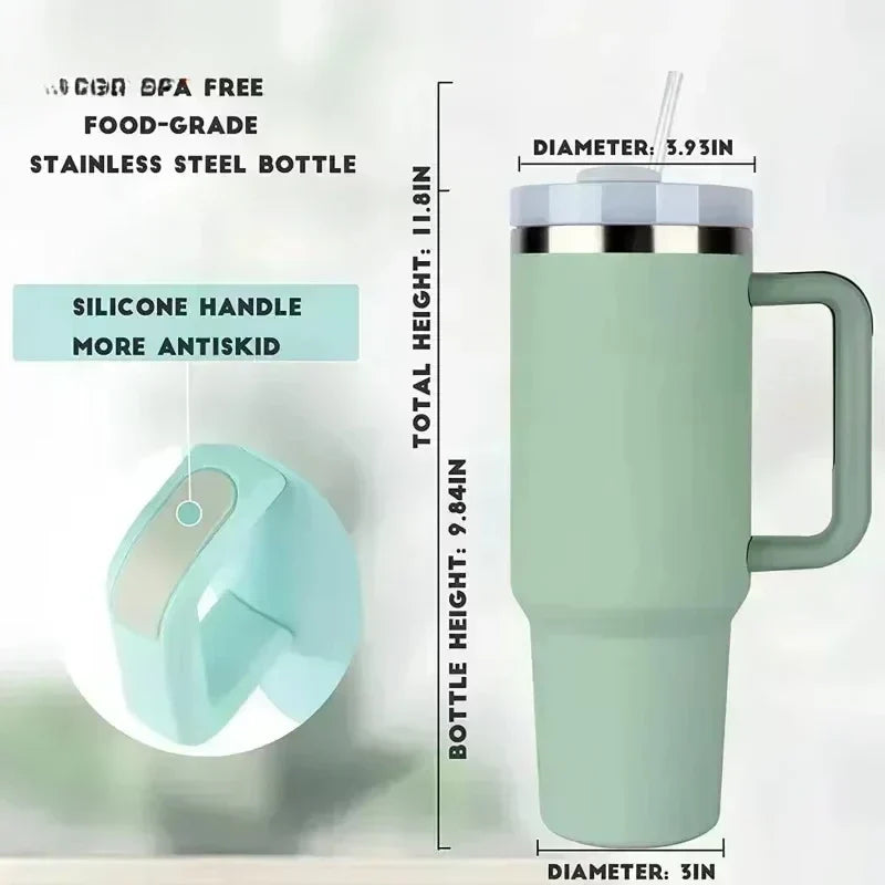 Insulated Tumbler with Handle and Straw