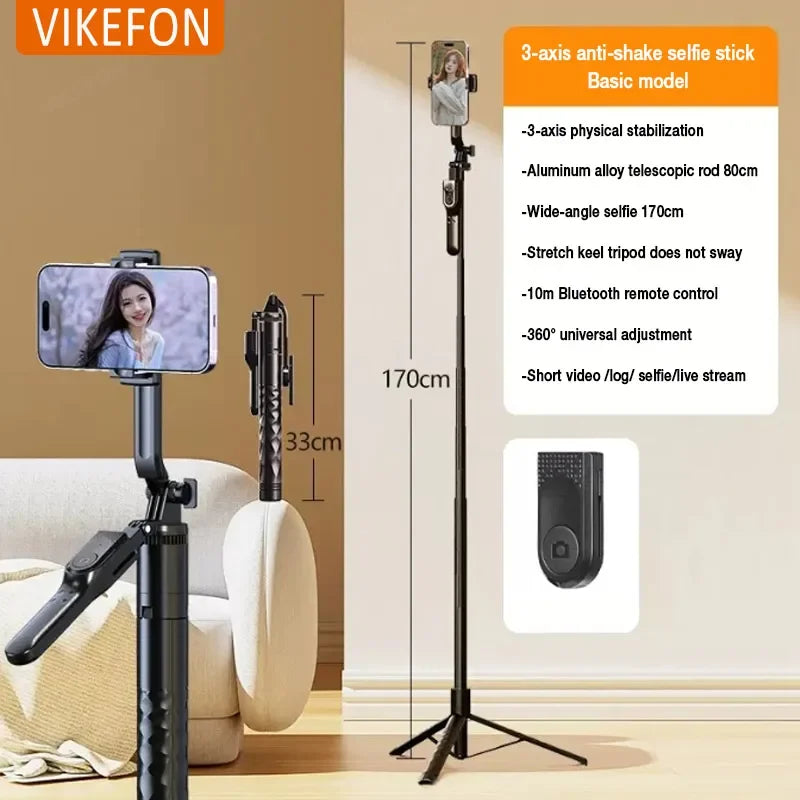 3-axis Anti-shake Head Selfie Stick Mobile Phone Holder