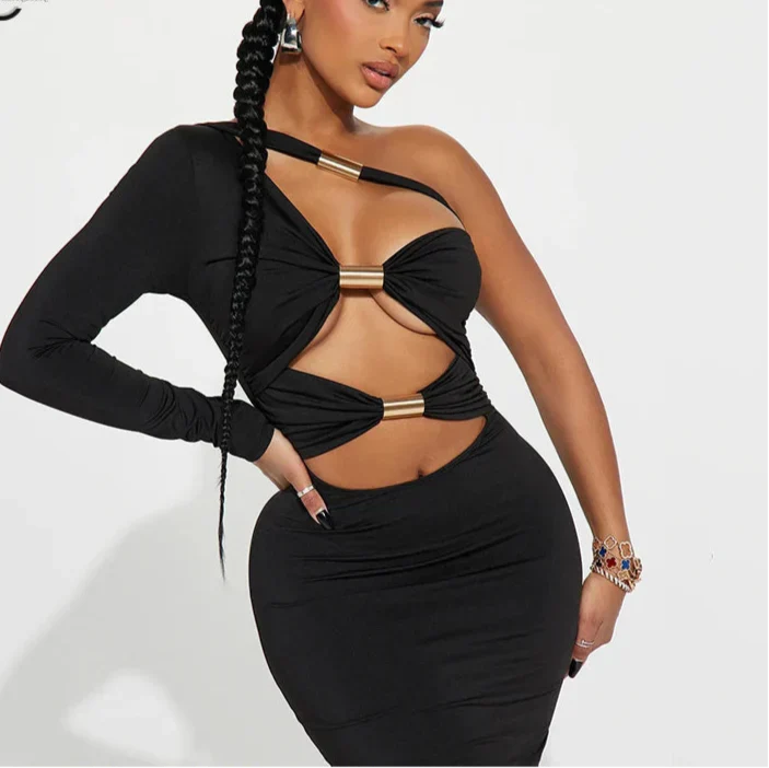 One Shoulder Bodycon Evening Dress - MONLANE