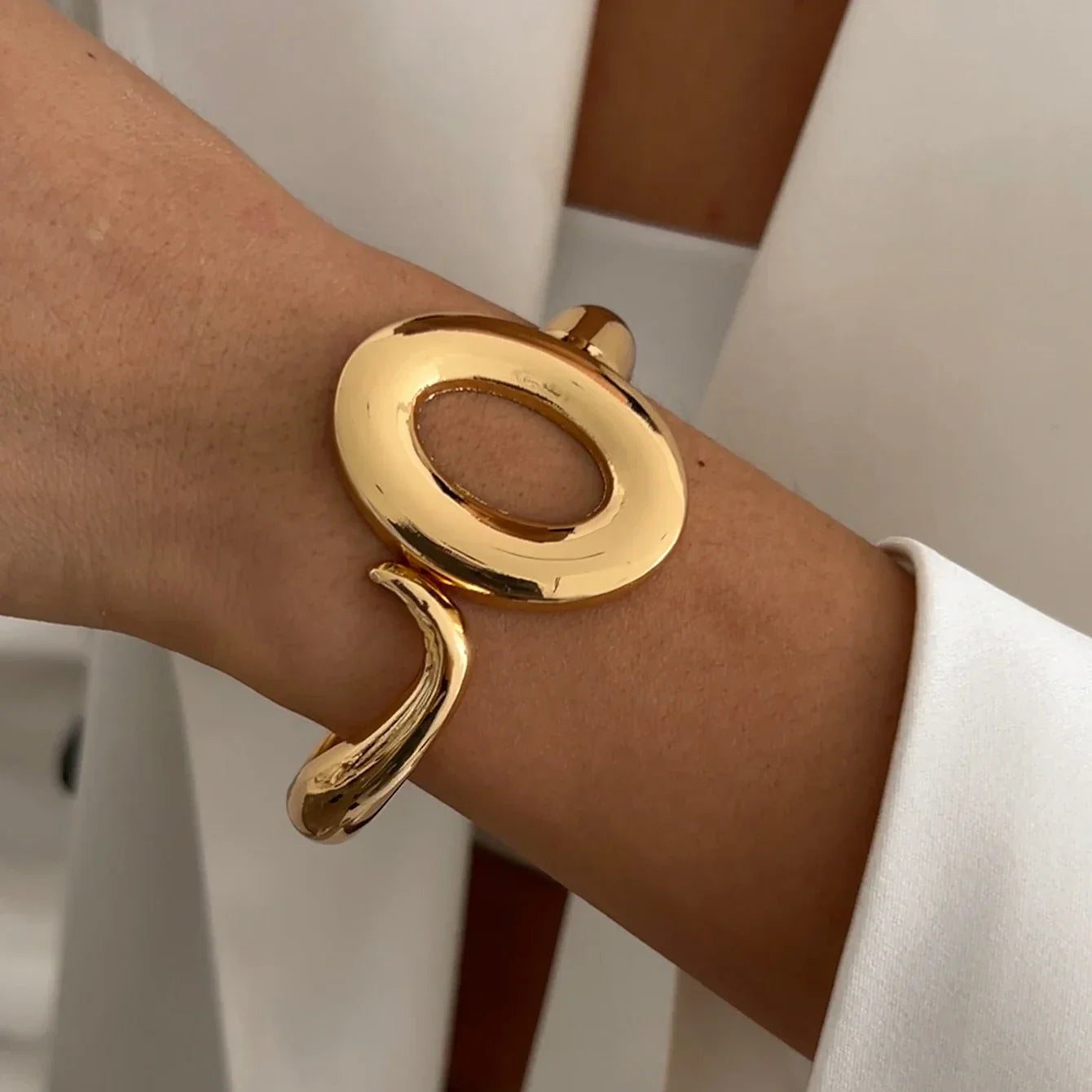 Ingemark Exaggerated Punk Irregular Wide Cuff Bangle