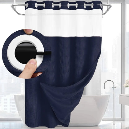 No Hook Shower Curtain with Snap-in Liner