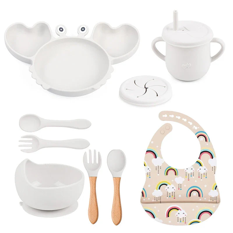 9Pcs Baby Silicone Non-Slip Suction Feeding set
