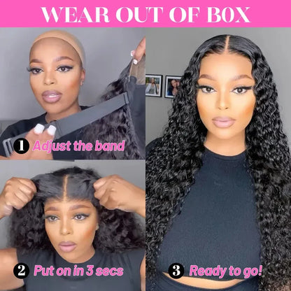 Glueless Wig Human Hair Ready To Wear Deep Wave