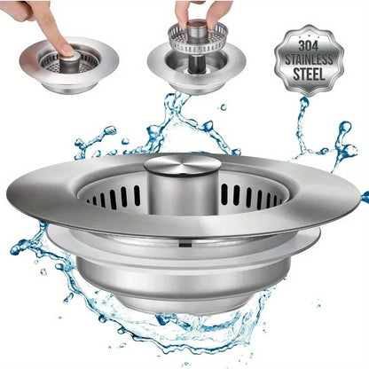 3-in-1 Stainless Steel Kitchen Sink Strainer