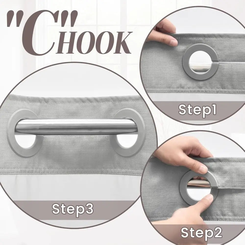 No Hook Shower Curtain with Snap-in Liner