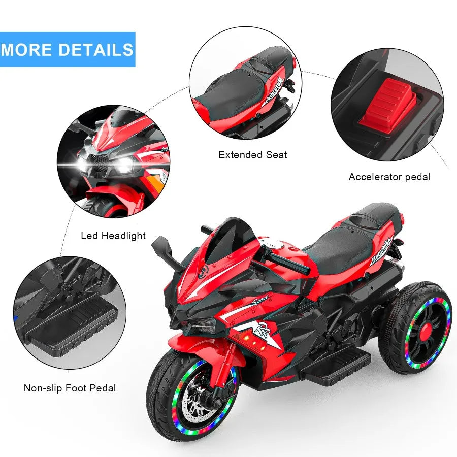 12V Electric Ride on Motorcycle with Light