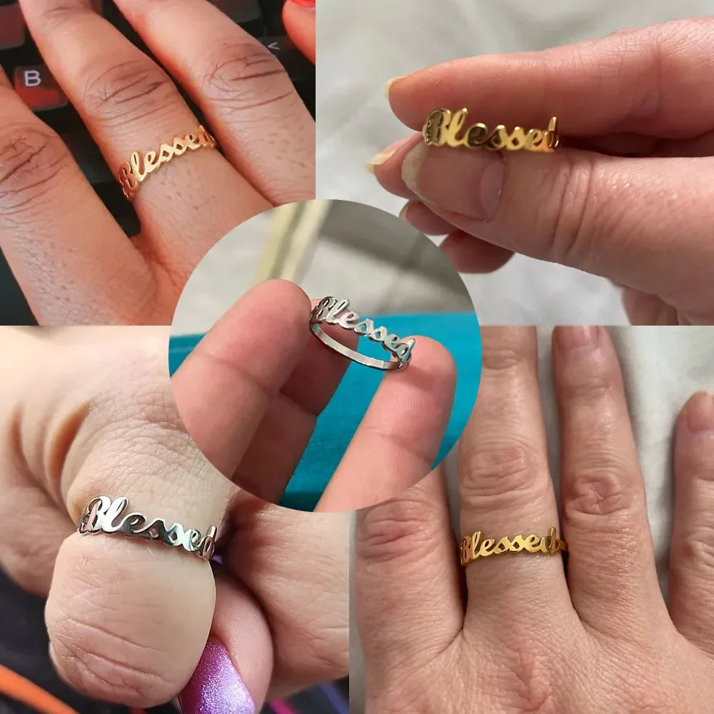 Stainless Steel Gold Color Couple Finger Ring