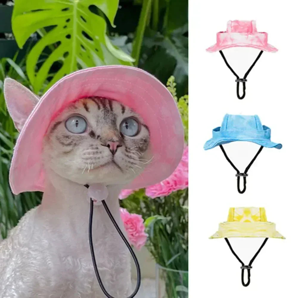 Small Dog Cat Hats Cat Cowboy Hat with Ear Holes
