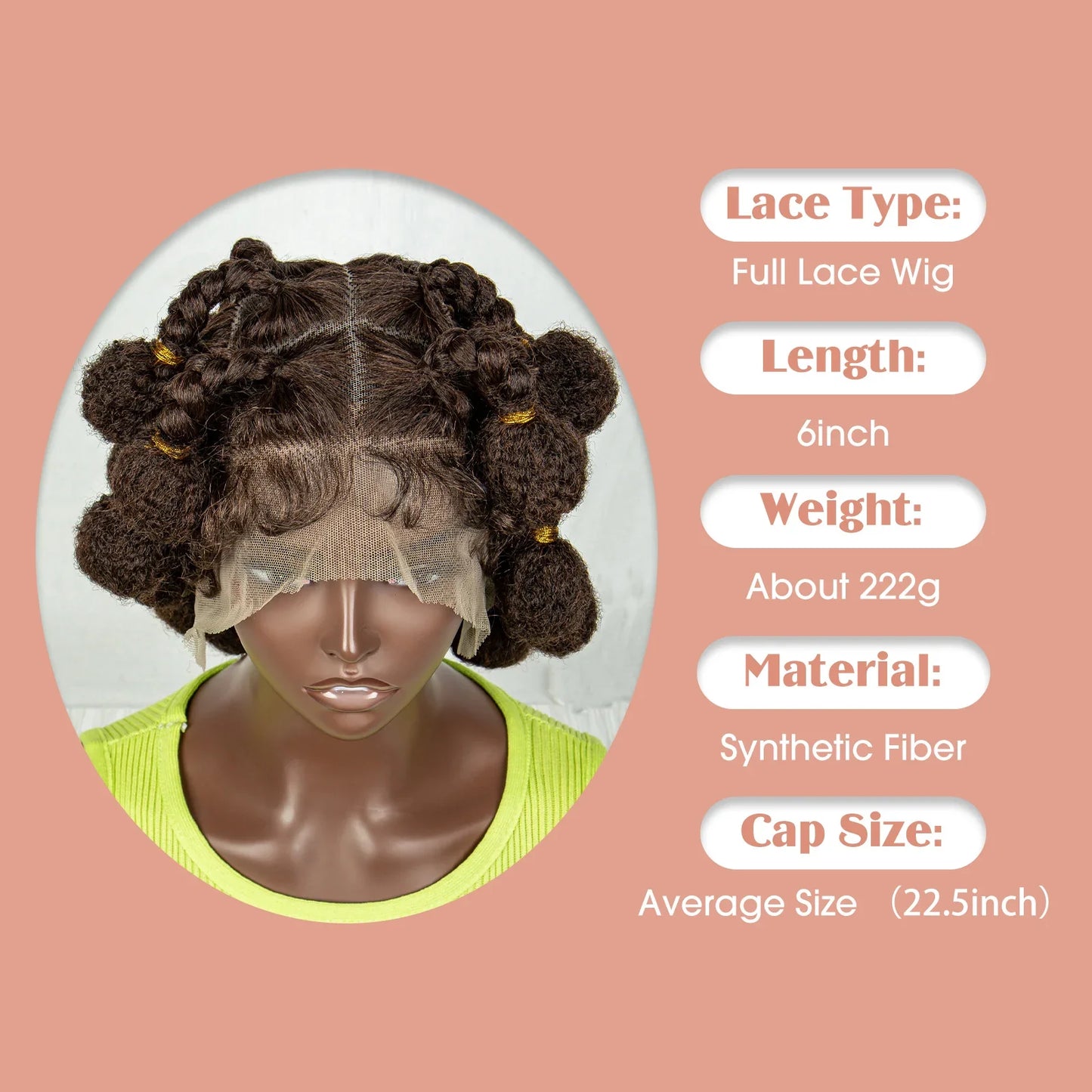 Full Lace Short Bantu Braided Wig - MONLANE