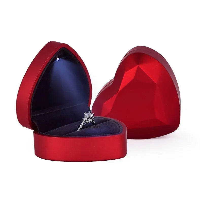 Heart Shaped LED Light Jewelry Box