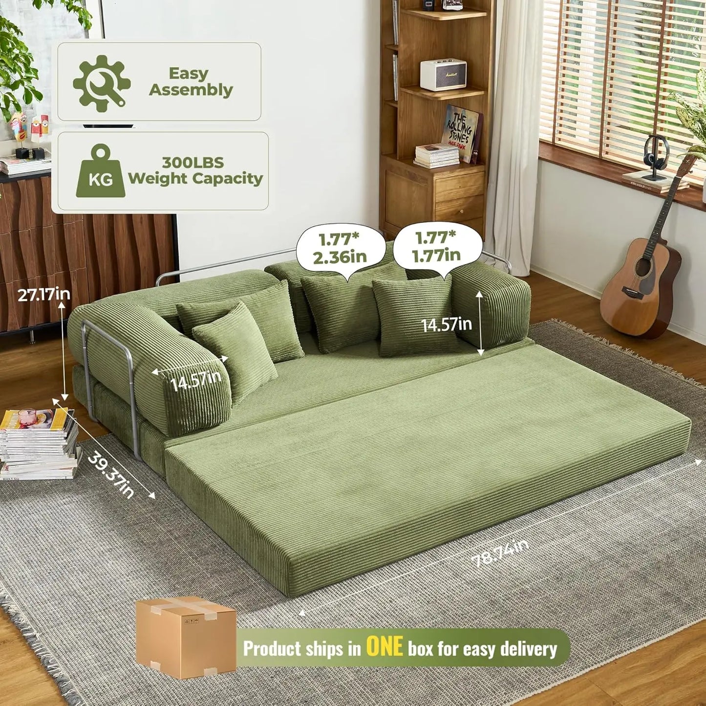 78 Inch Convertible Sofa Bed