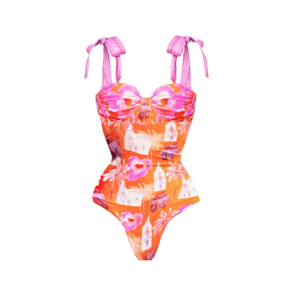 Push Up One Piece Swimsuit With Cover Up