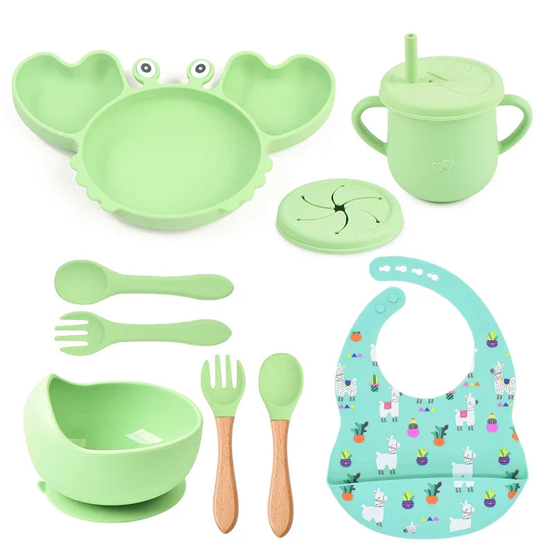 9Pcs Baby Silicone Non-Slip Suction Feeding set