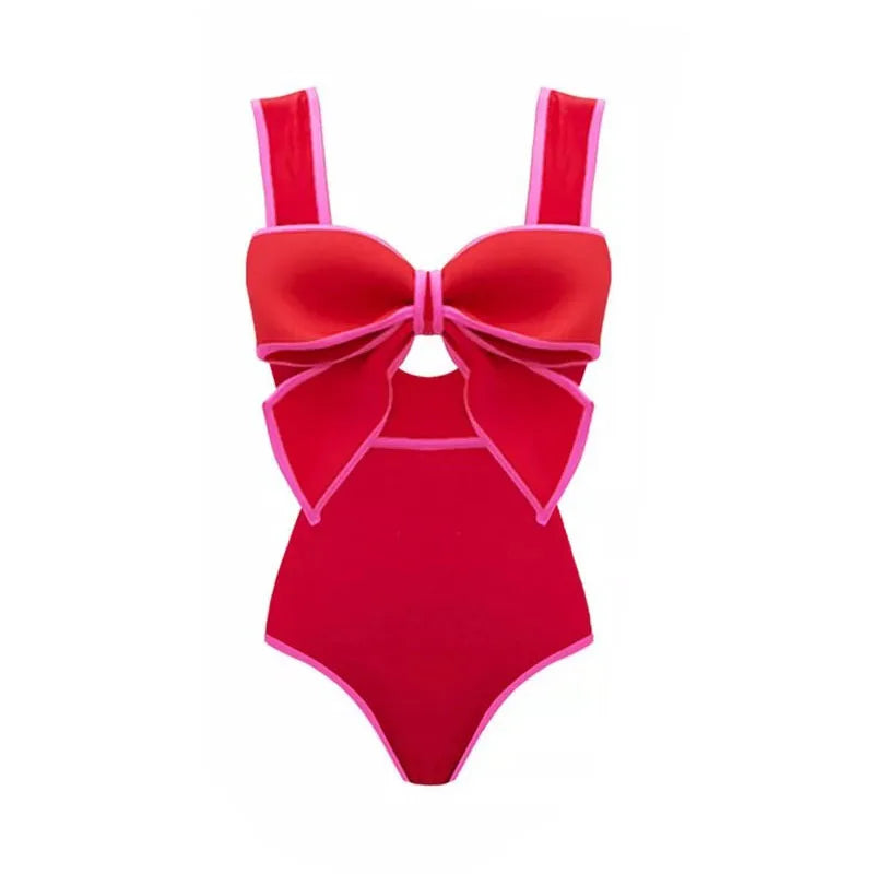 Red Retro One Piece Swimsuit - MONLANE