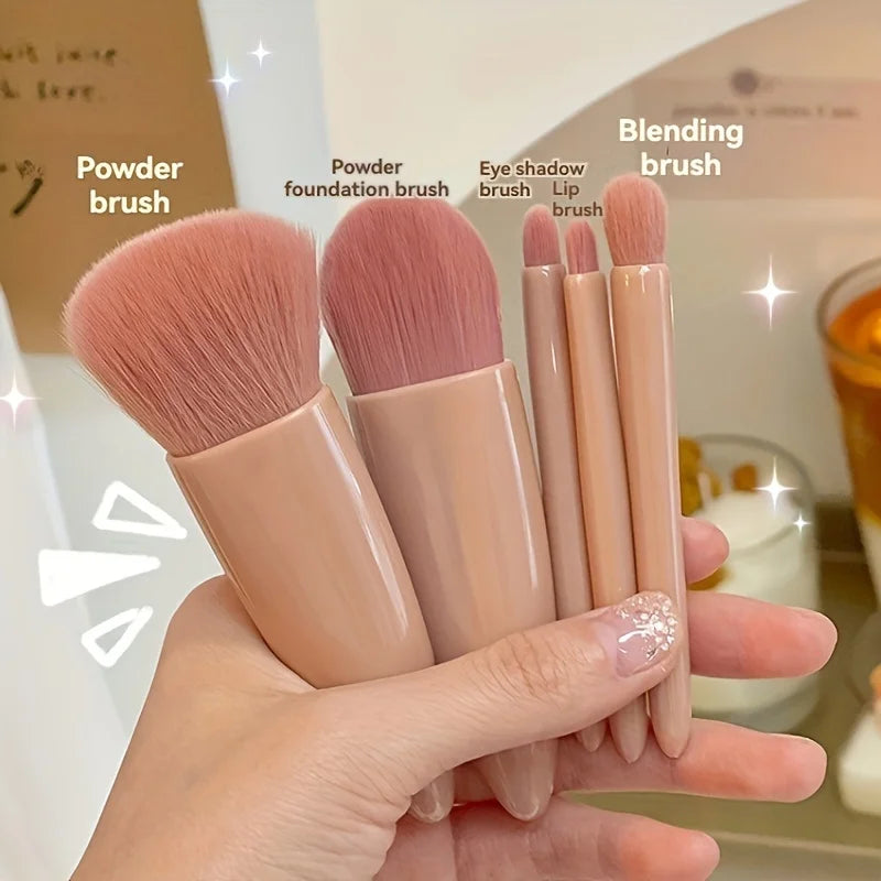5Pcs Portable Makeup Brush Set With Mirror