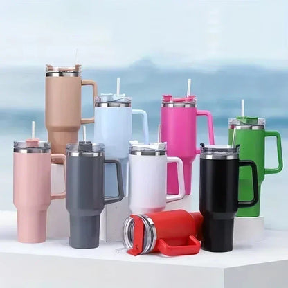Insulated Tumbler with Handle and Straw