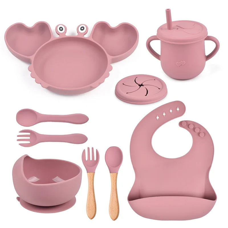 9Pcs Baby Silicone Non-Slip Suction Feeding set
