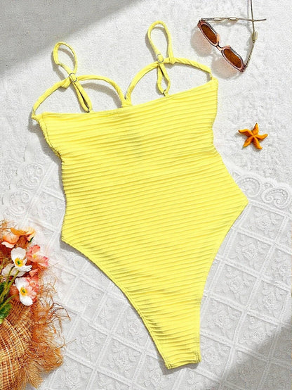 Sexy Yellow Swimwear Women 2026 Hollow Out Cross Slim