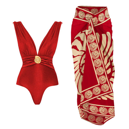 3Pcs Star Button Swimsuit