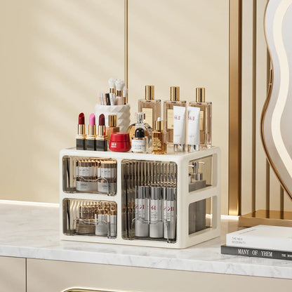 Cream Color Cosmetics Box, Multi-compartment Organizer